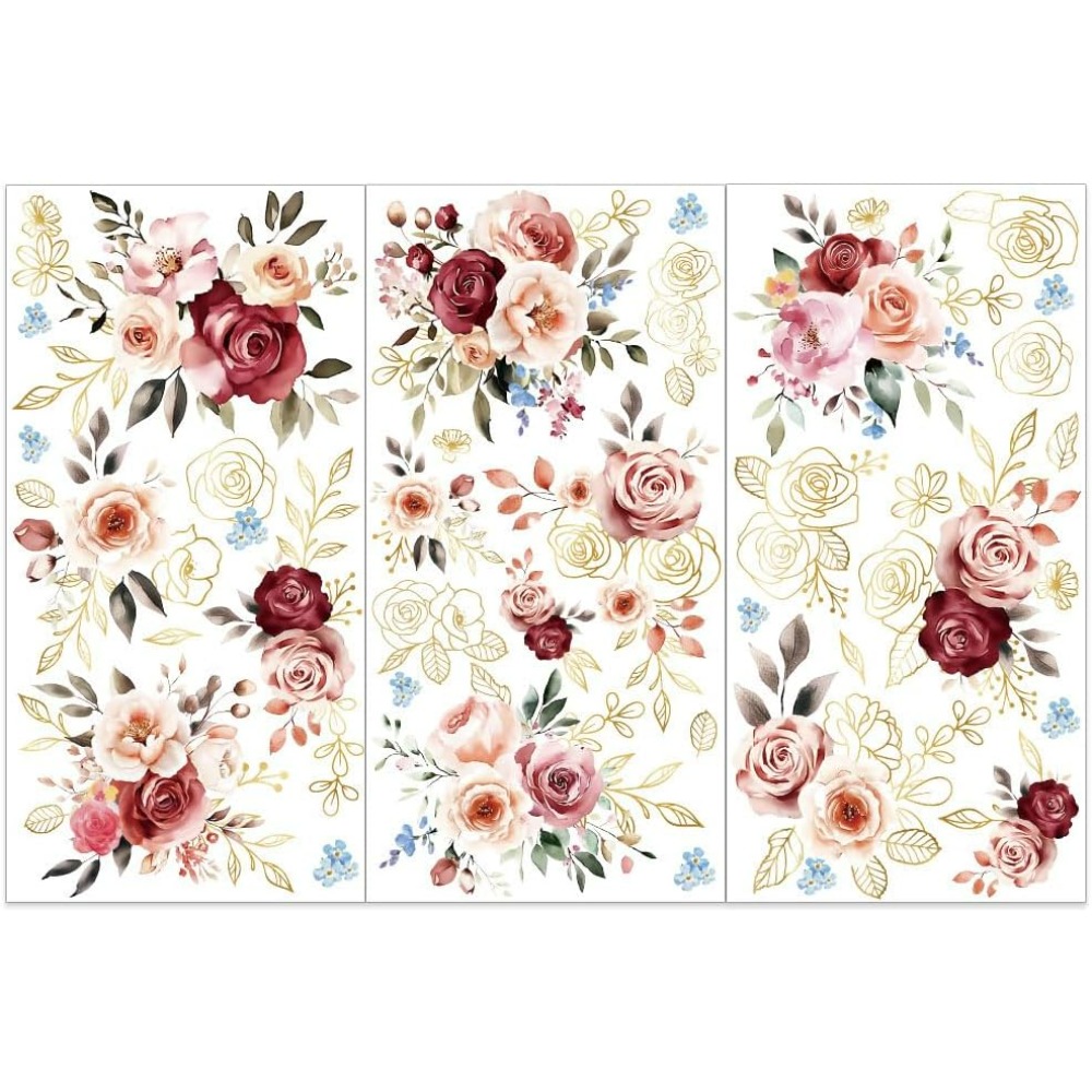 Embellishment Crafts - 3pcs/Set Watercolor Roses Rub on Transfers
