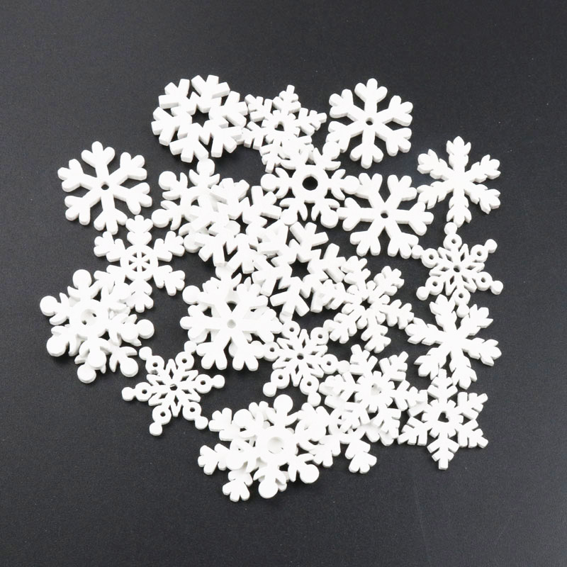 20Pcs Wooden Christmas Snowfla - Christmas Craft Embellishment 评论和价格